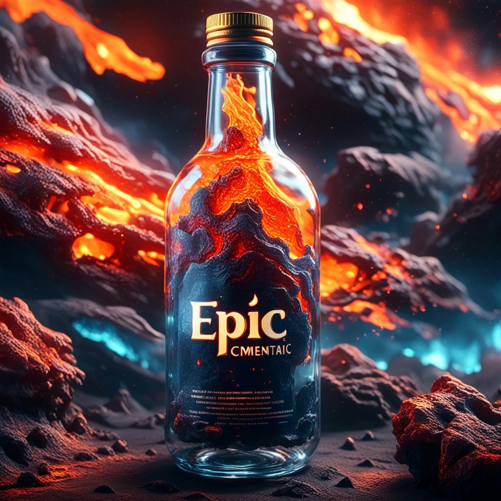 Cinematic Lava Bottle: Digital Matte Painting