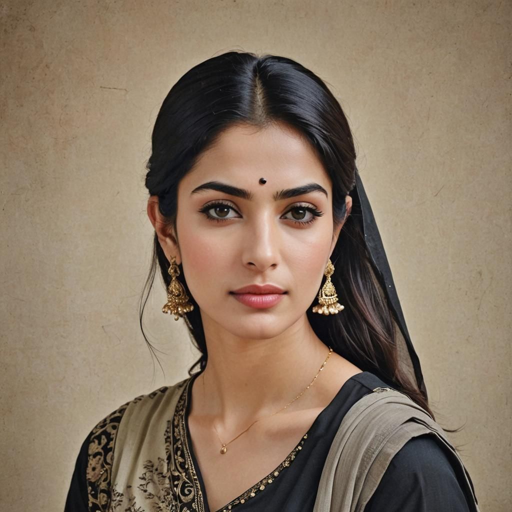 Pakistani Woman Portrait in Traditional Clothing