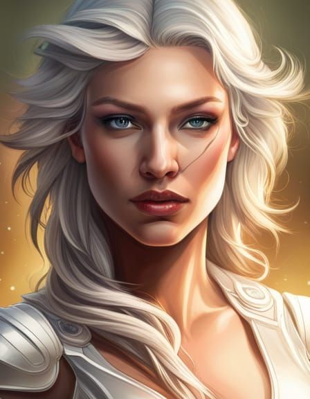 Silver Mecha Goddess in Cosmic Stardust