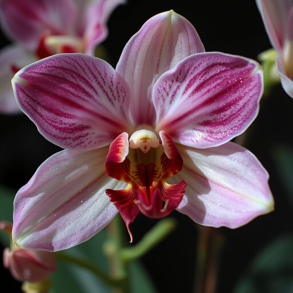 Exotic Deadly Cymbidium Orchid in Illustrative Style