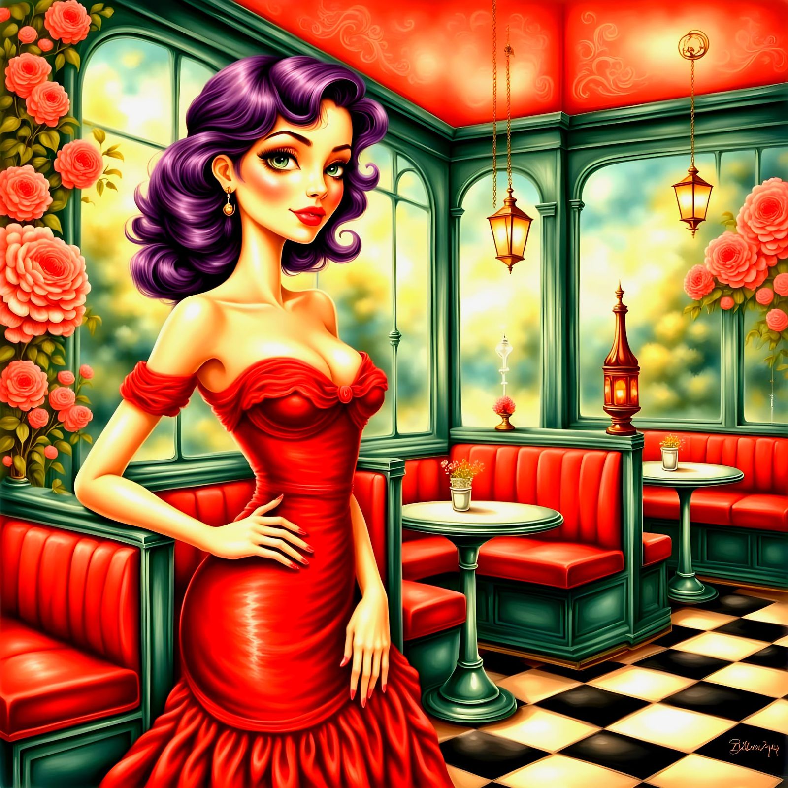 Pin Up Goddess in Retro Diner Wonderland