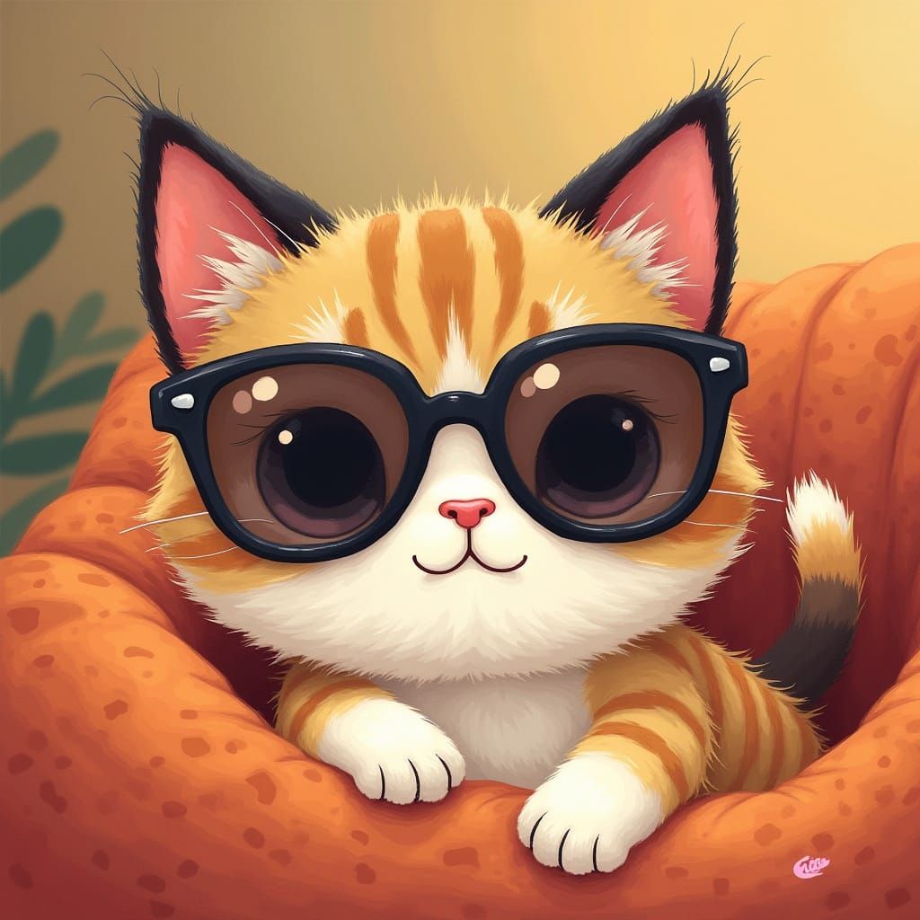 Cool Cat in Sunglasses, Pop Surrealism Style