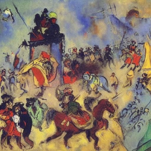 Ox Frog Watches Epic Battle, Early 20th Century Style