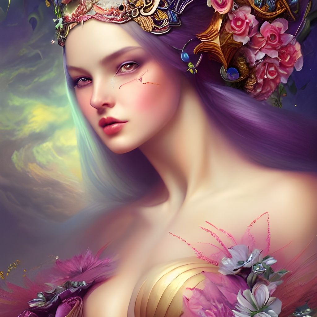 Elegant Goddess Portrait as Matte Painting
