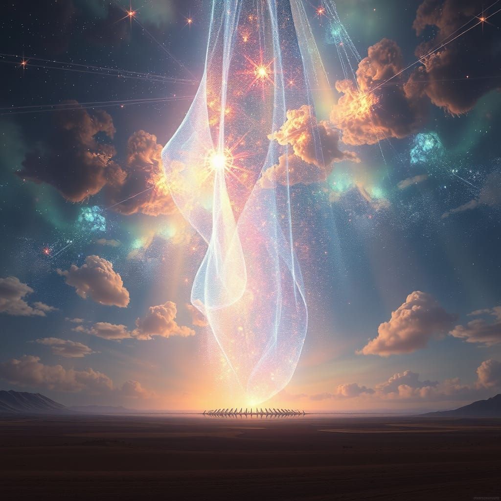 Celestial Fragments Fall Onto Desolate Landscape