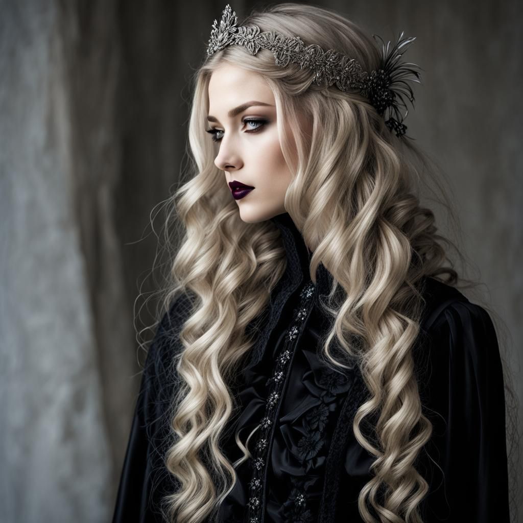 Gothic Woman with Absinthe in Dreamy Setting