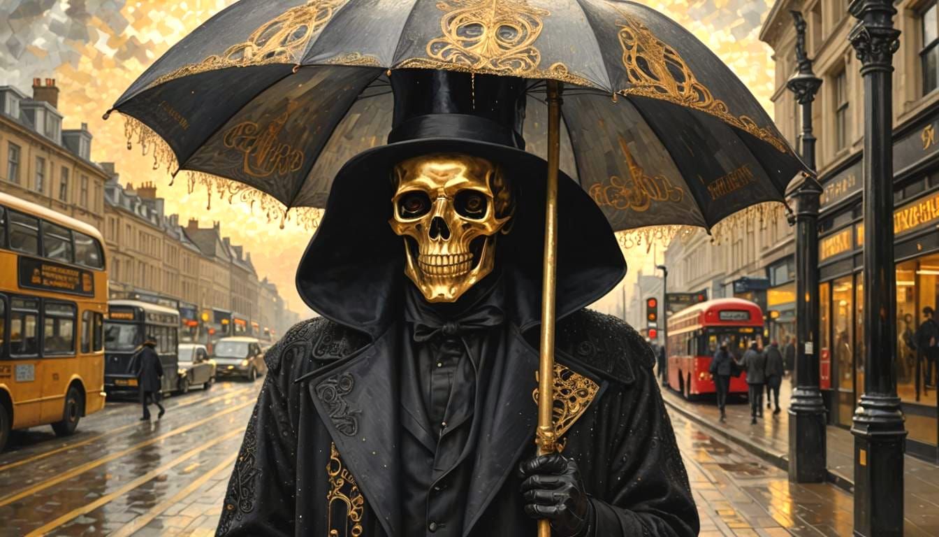 Grim Reaper Portrait in Gustav Klimt Style