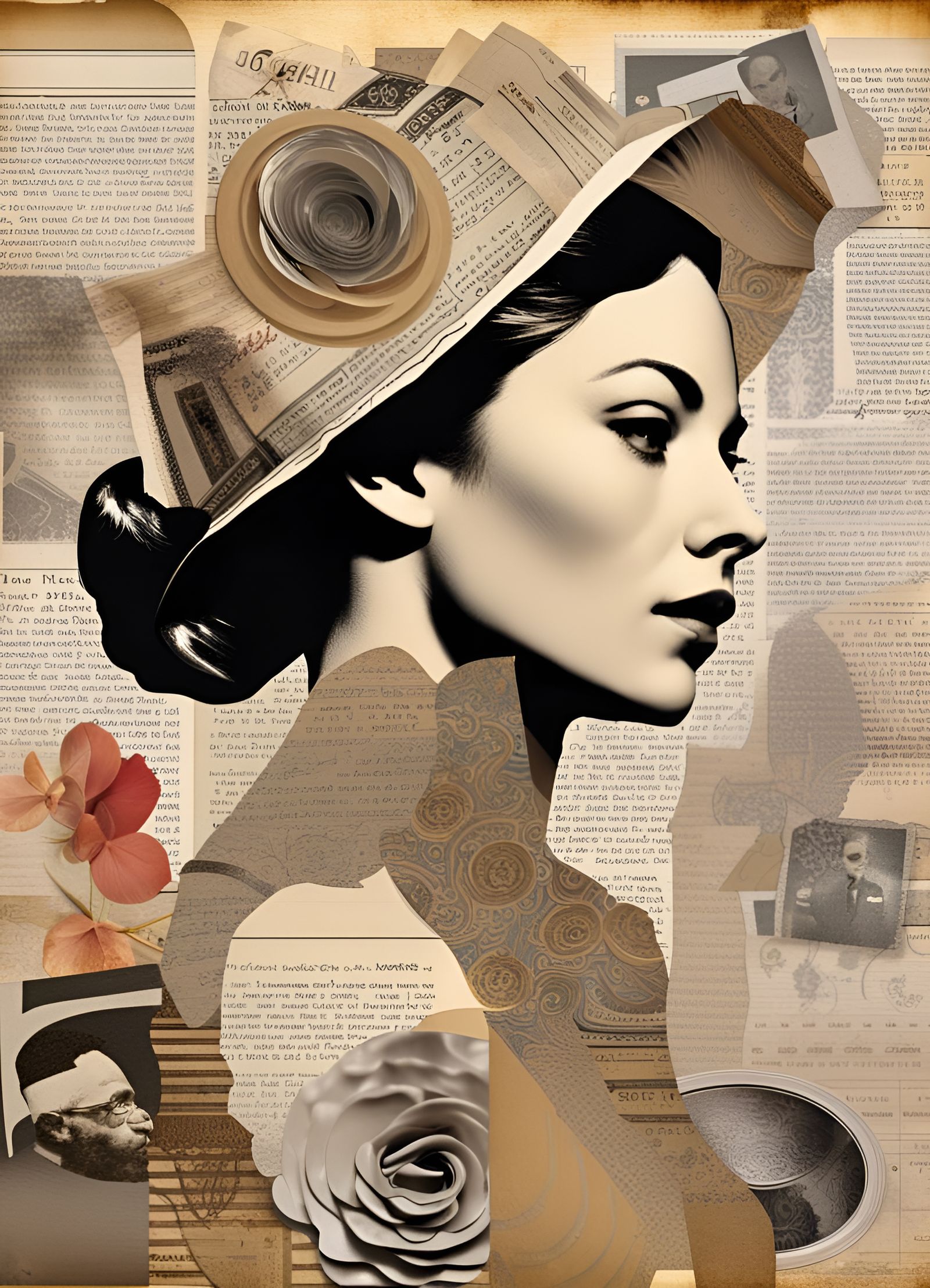 Vintage Photo Collage in Composite Art Style