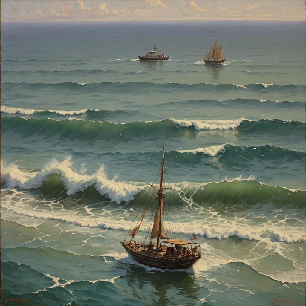 James Gurney Style Ocean Discovery Oil Painting