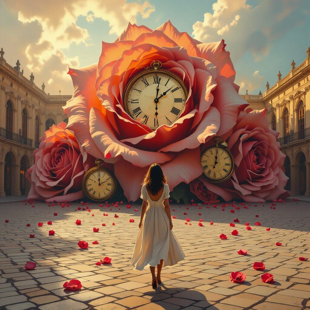 Surreal Plaza with Melting Clock Roses