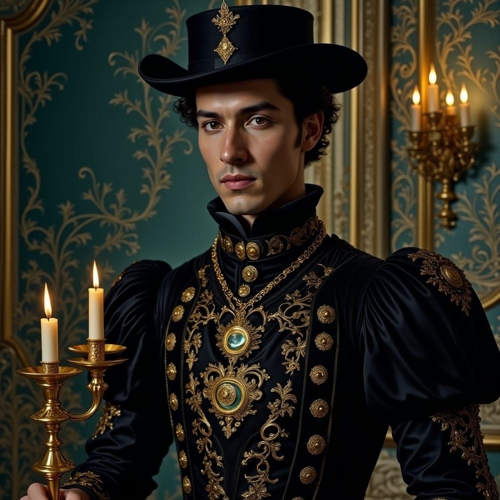 Rococo Portrait of a Spanish Gentleman with Candle