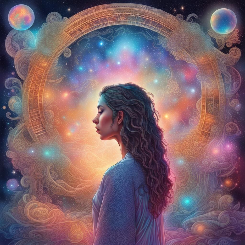 Cosmic Soul: Holographic Astral Illustration