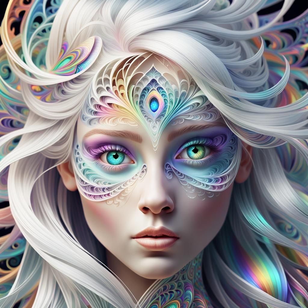 Rainbow-Eyed Princess in Abstract Fractal Art