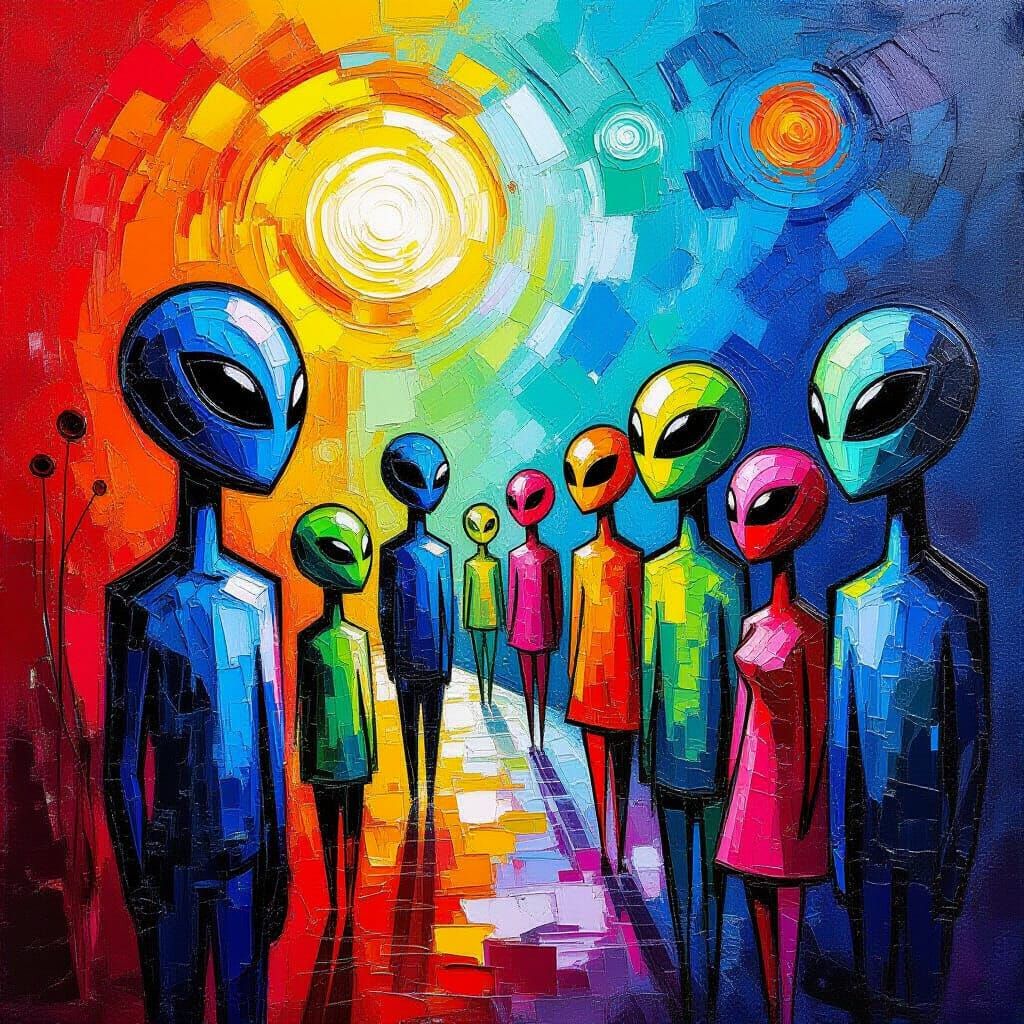 Aliens for Sale as Expressionist Oil Painting