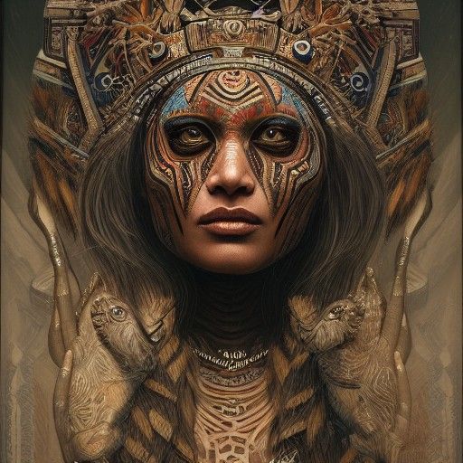 Hyperrealistic Aztec Goddess Ītzpāpālōtl in Sinister Style