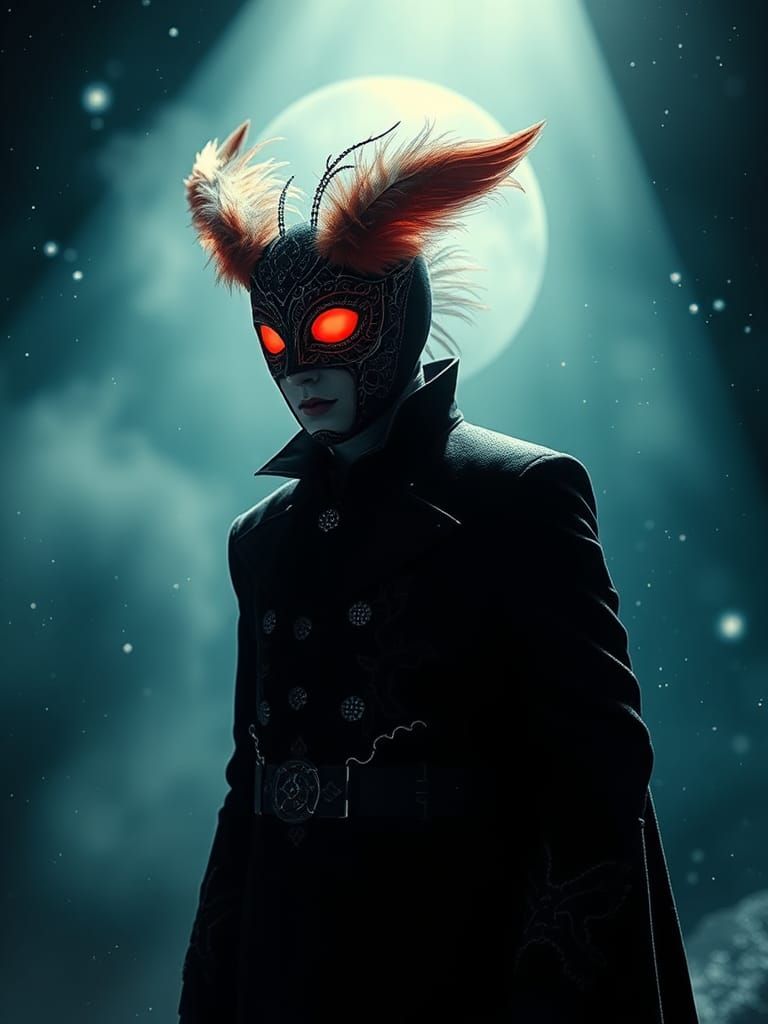 Surreal Space-Fi Masquerade with Feathers and Masks