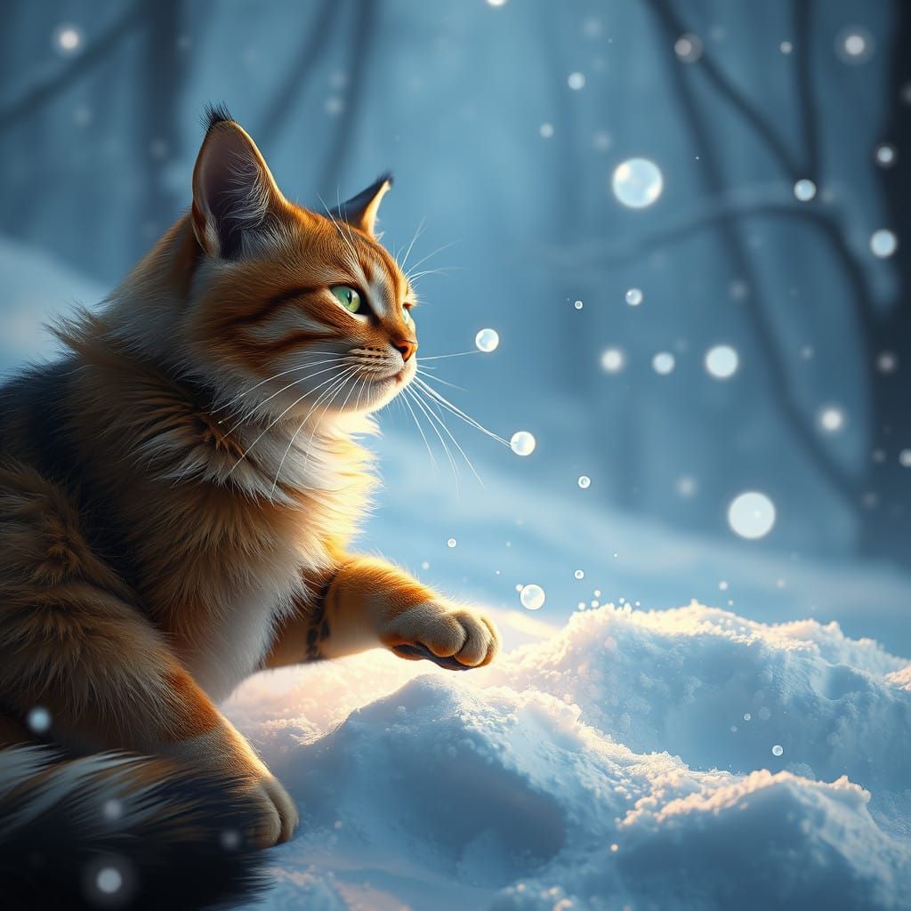 Whimsical Winter Wonderland Scene in Vibrant Colors