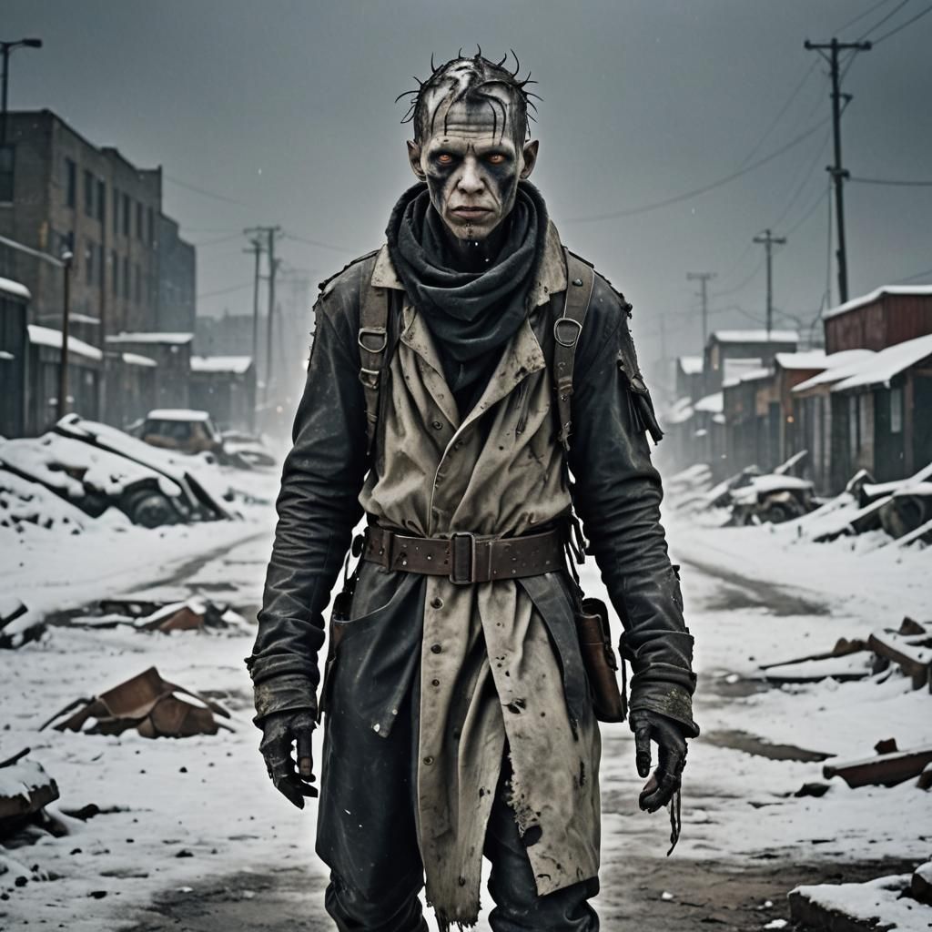 Mutant in Post-Apocalyptic Wasteland Snowscape