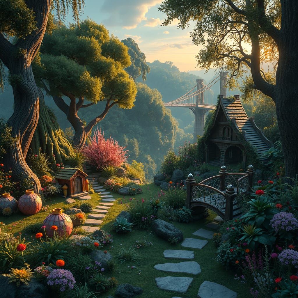 Whimsical Forest Oasis in Dreamlike Detail