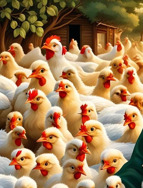 Hen and Chicks Portrait in Sharp Focus