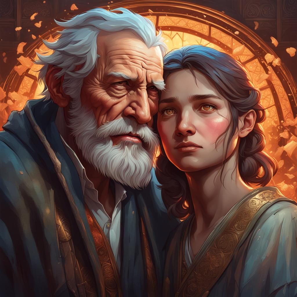 Forbidden Love Portrait in Art Nouveau Style