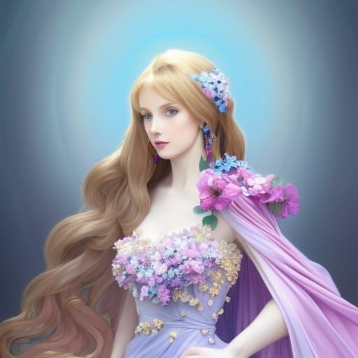 Gorgeous Princess in Art Nouveau Style Portrait