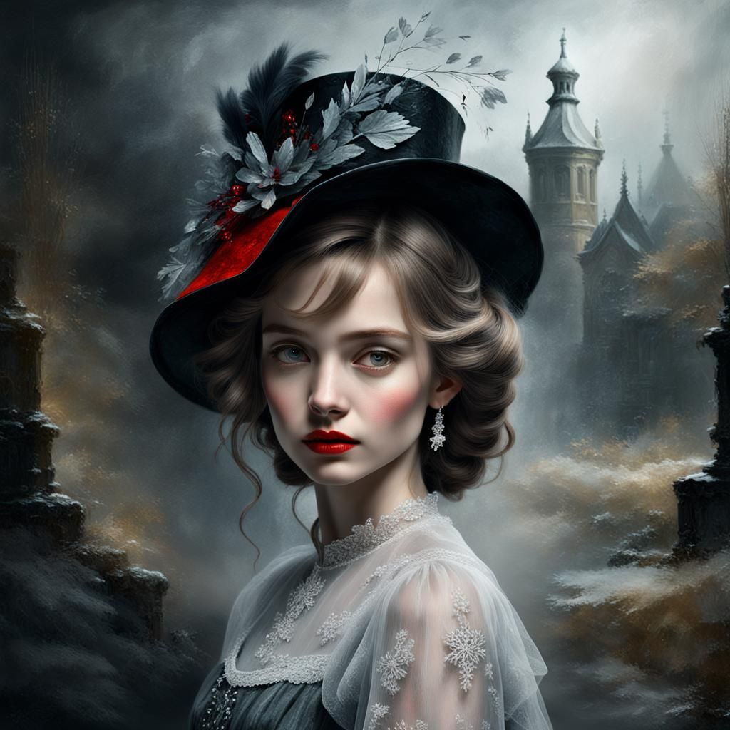 Ice Princess Portrait in Rembrandt Chiaroscuro Style