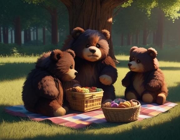 Teddy Bears Picnic: Pixar-Style 3D Digital Art