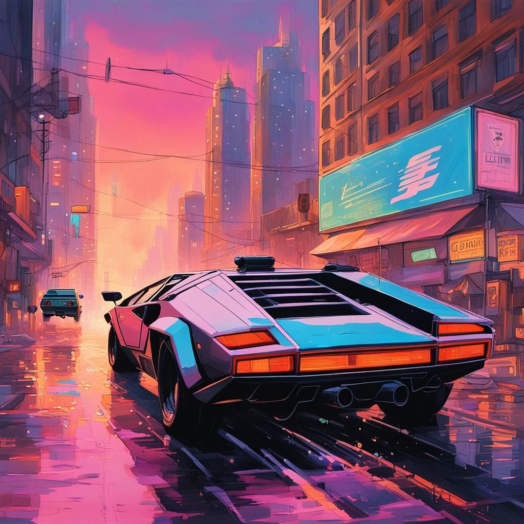 Cyberpunk Lamborghini Chase in Utopian City