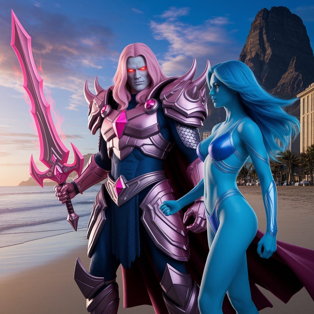 Breathtakingly Vivid Portrait of a Demon Warrior Confronting...