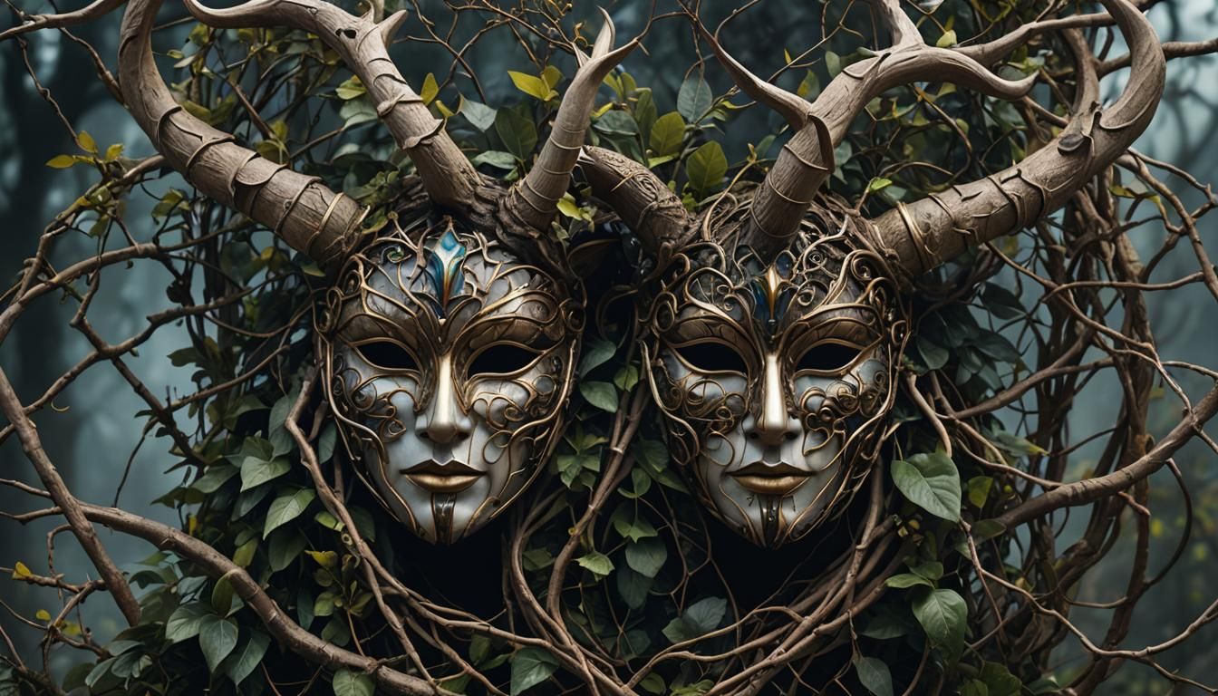 Mysterious Branch Mask: Intricate Digital Matte Painting