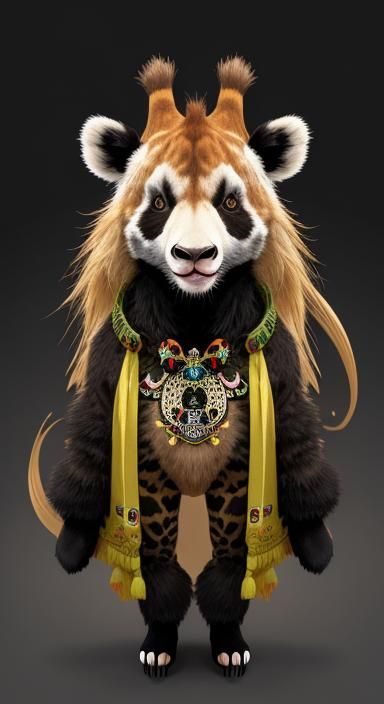 Panda Giraffe Hybrid Fusion, High Quality Image