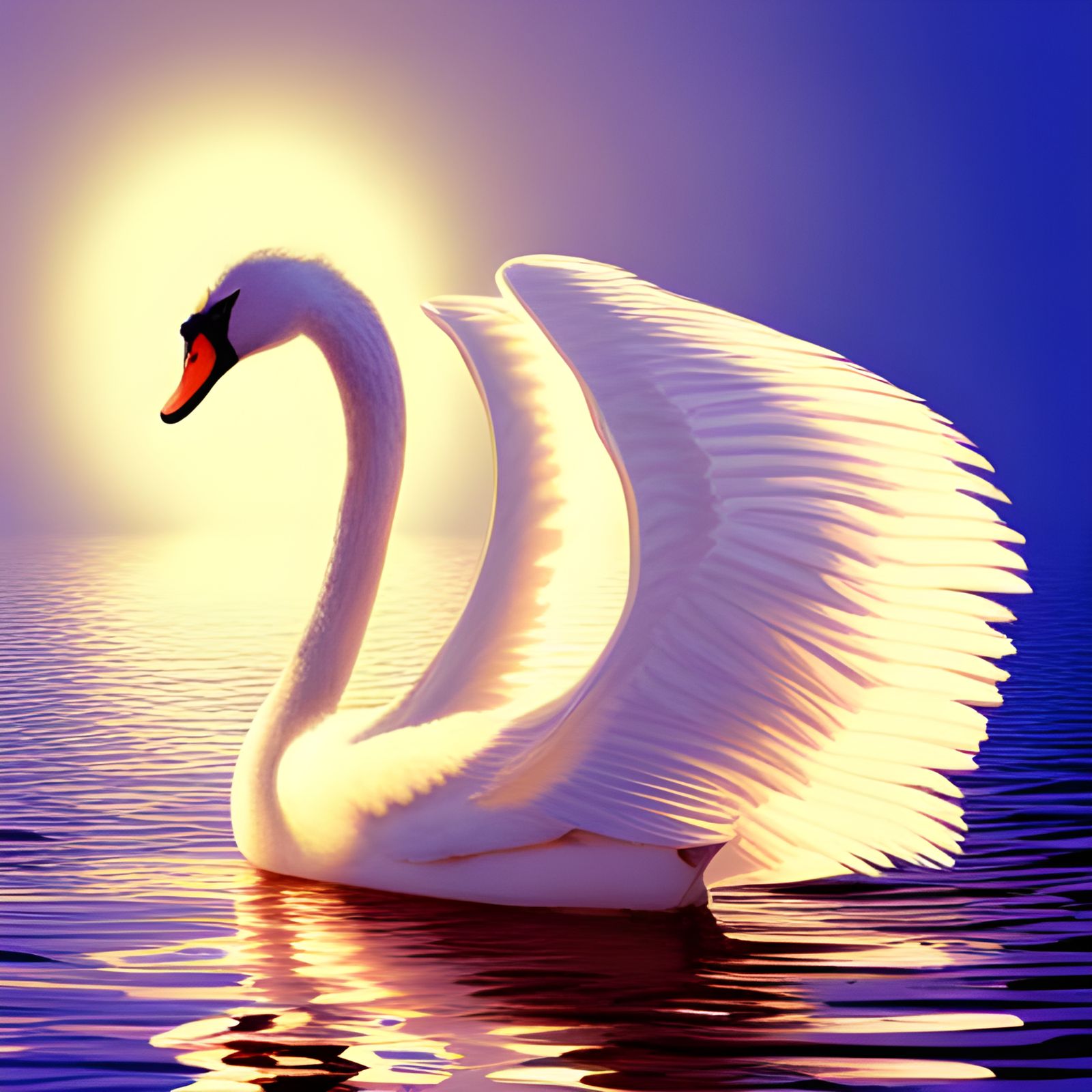 Glittering White Swan Fantasy Illustration