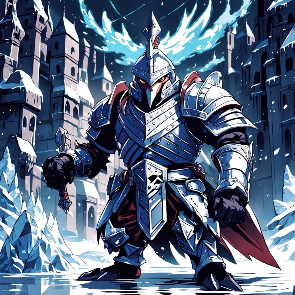 Chibi Penguins Cosplay as Medieval Knights in Ice Castle