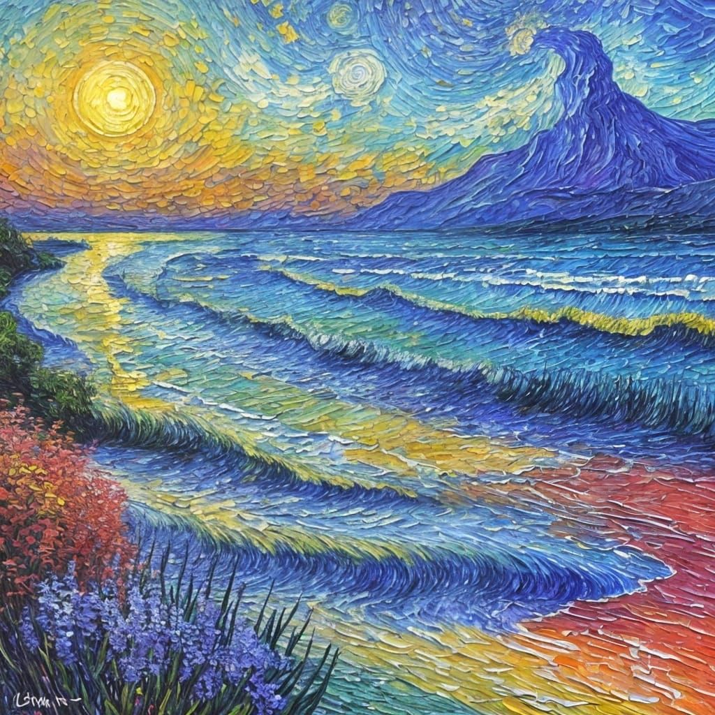 Impressionist Dawn Oil Painting in Vivid Colors