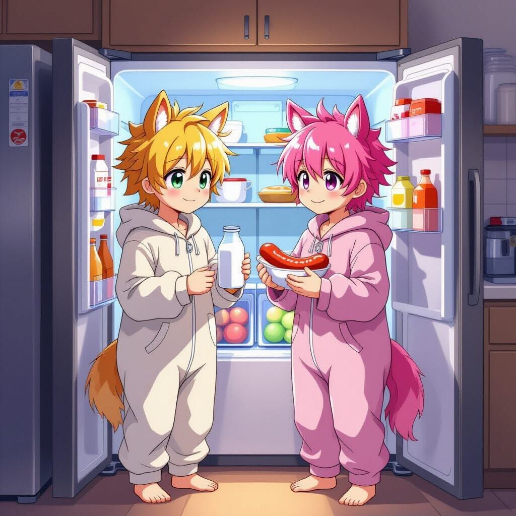 Anime Men with Horse Ears in Studio Trigger Style