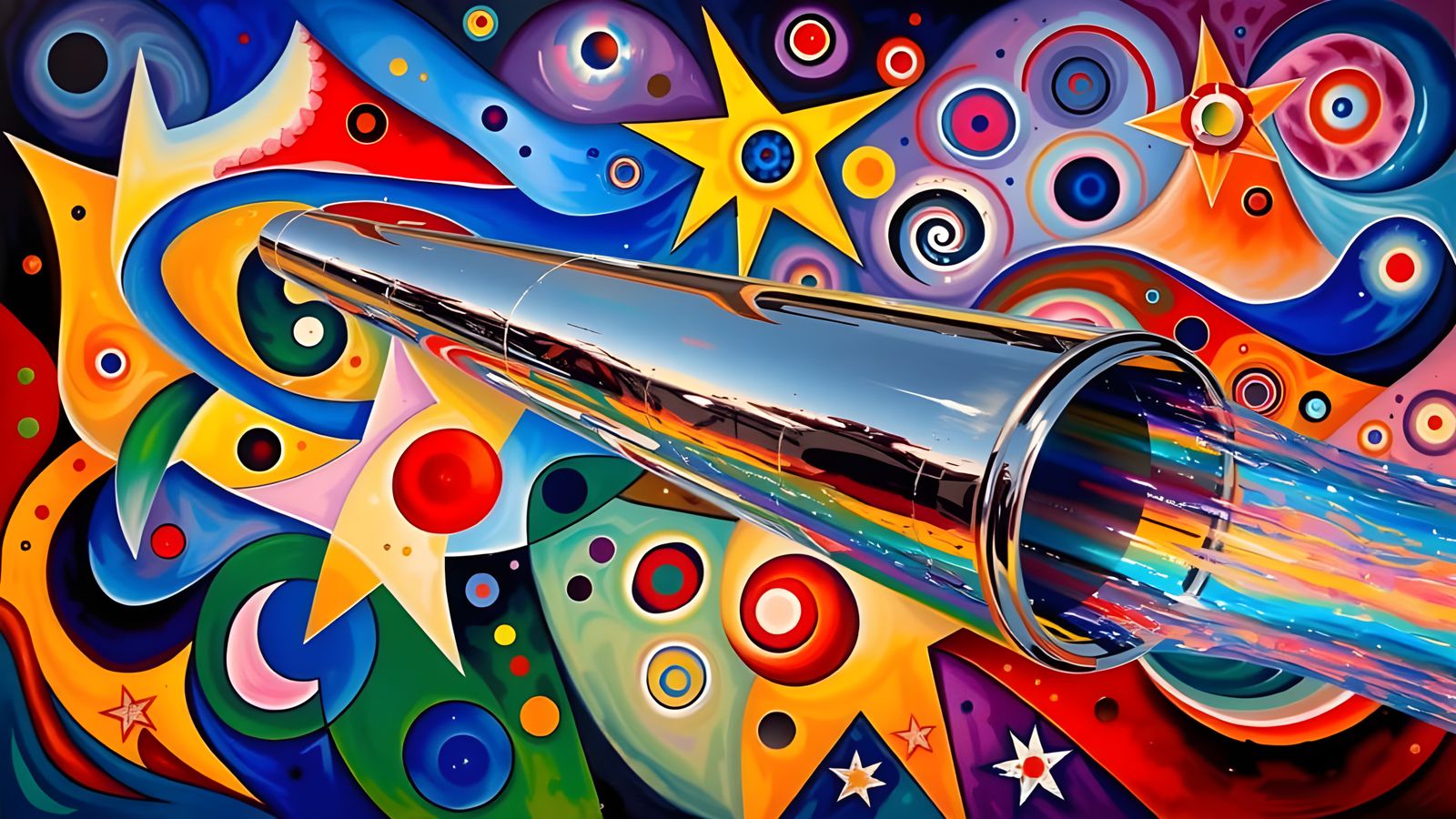 Rainbow Enamel Cylinder with Cosmic Vortexes