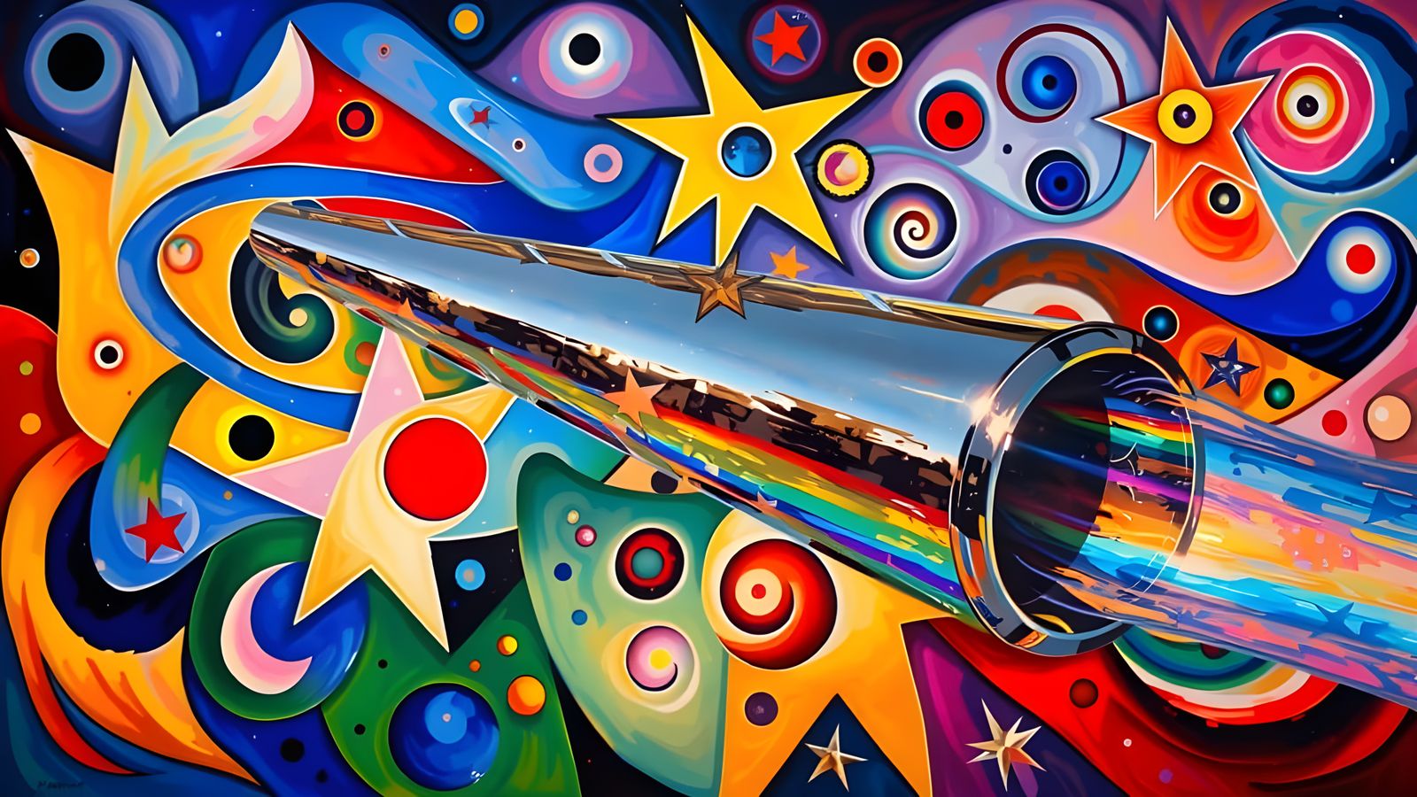 Sleek Rainbow Cylinder with Vortex Exhaust