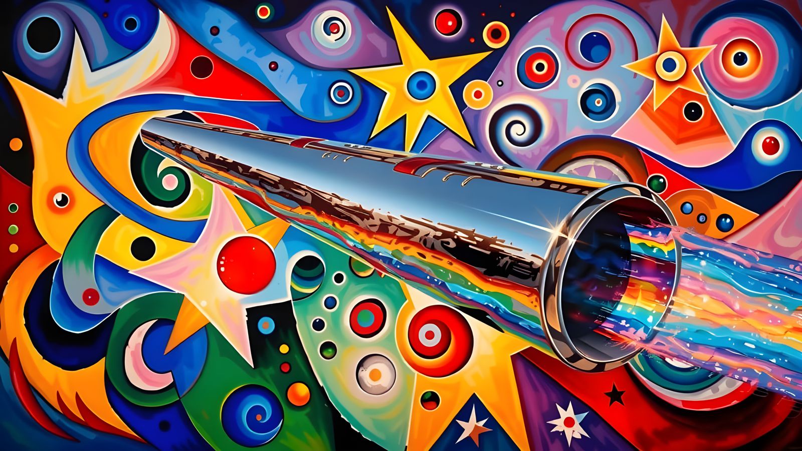 Sleek Rainbow Cylinder with Vortex Maelstroms