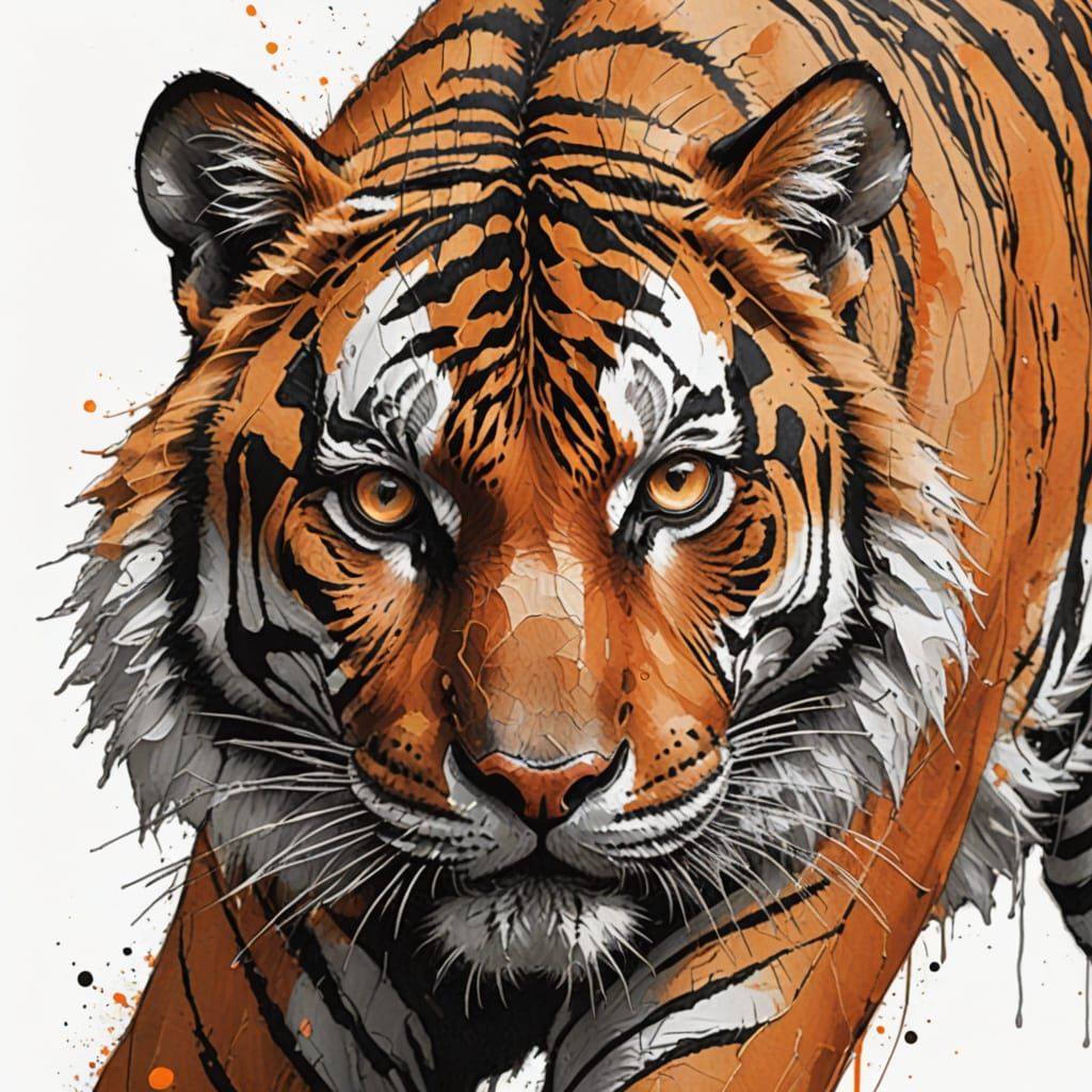 Tiger Stare in Rough Sketch Style