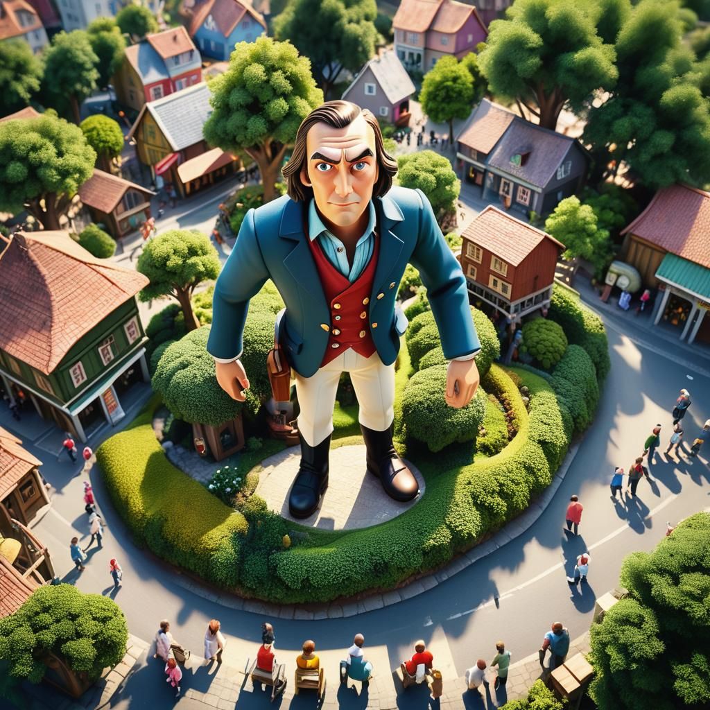 giant Gulliver in the liliput town