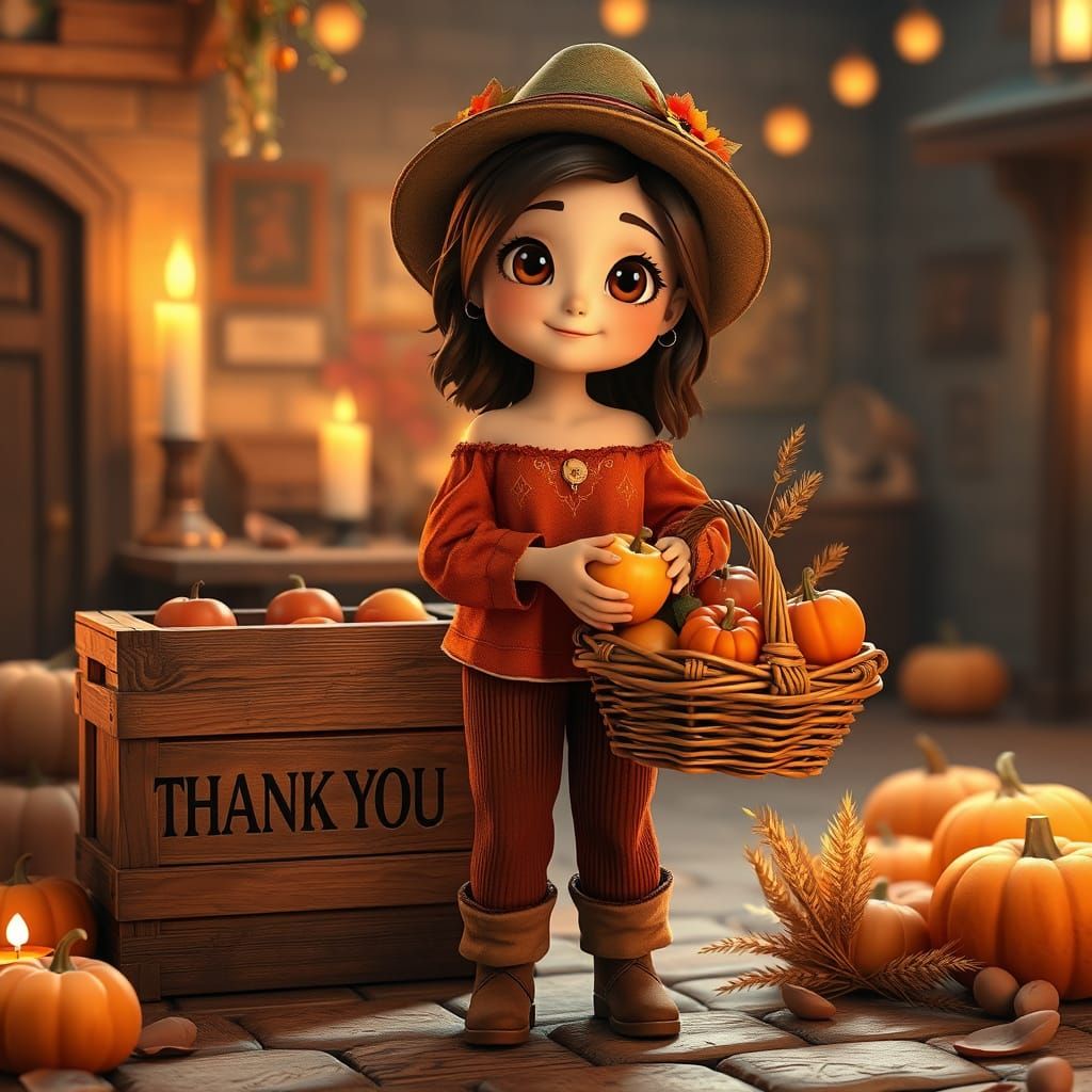 Warm Thanksgiving Celebration in Charming 3D Style