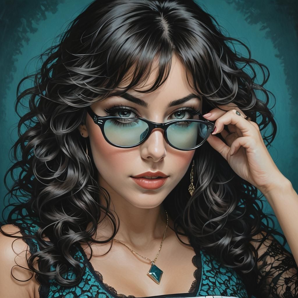 Voluptuous Brunette with Poker Card in Manara Style