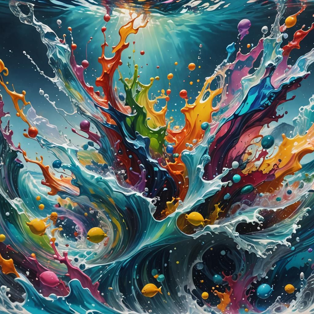 Ocean View in Glass, Hyperrealistic Splash Art