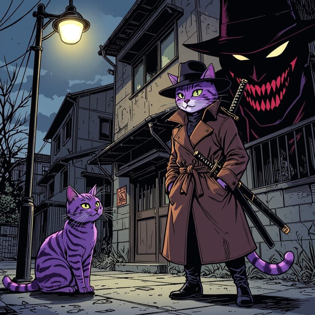 Lilac Tabby Cat Vampire Hunter in Tokyo