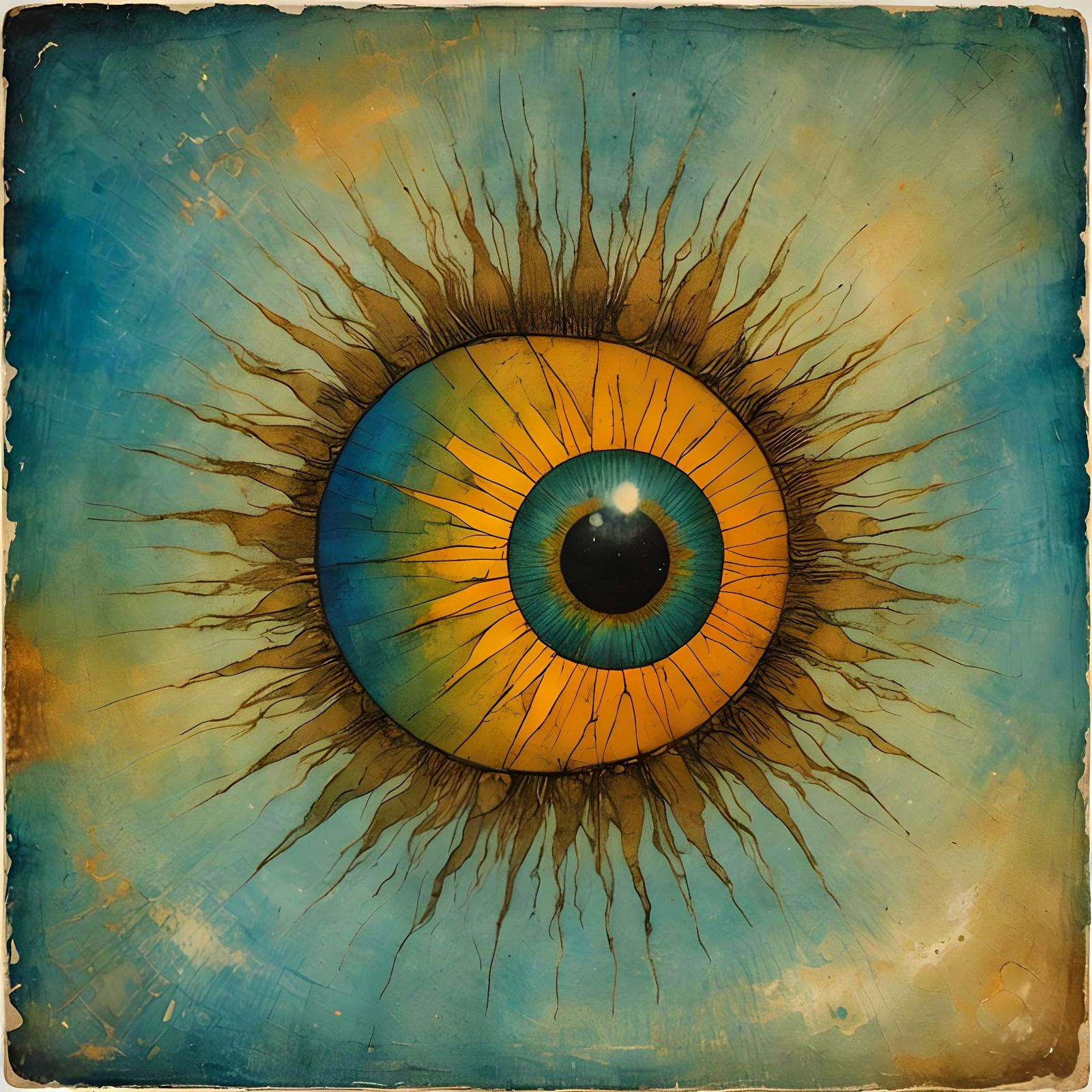 Striking Sun Eye Portrait in Symbolist Style