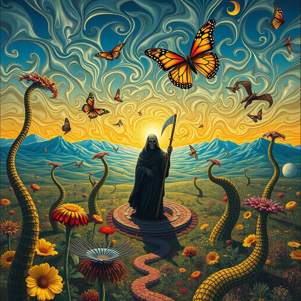 Surreal Landscape with Elastic Flora in Dali Style