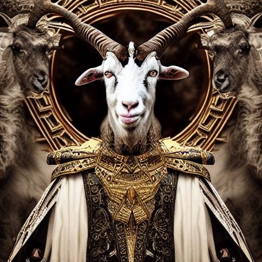 Epic Goat King in a Cinematic Style