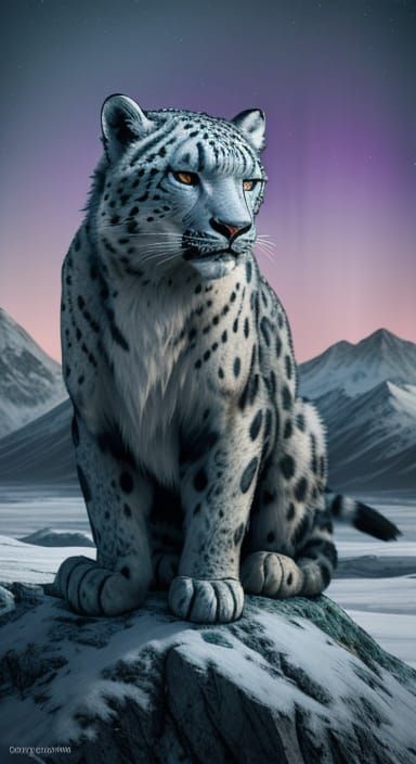 Majestic Snow Leopard in Arctic Wilderness