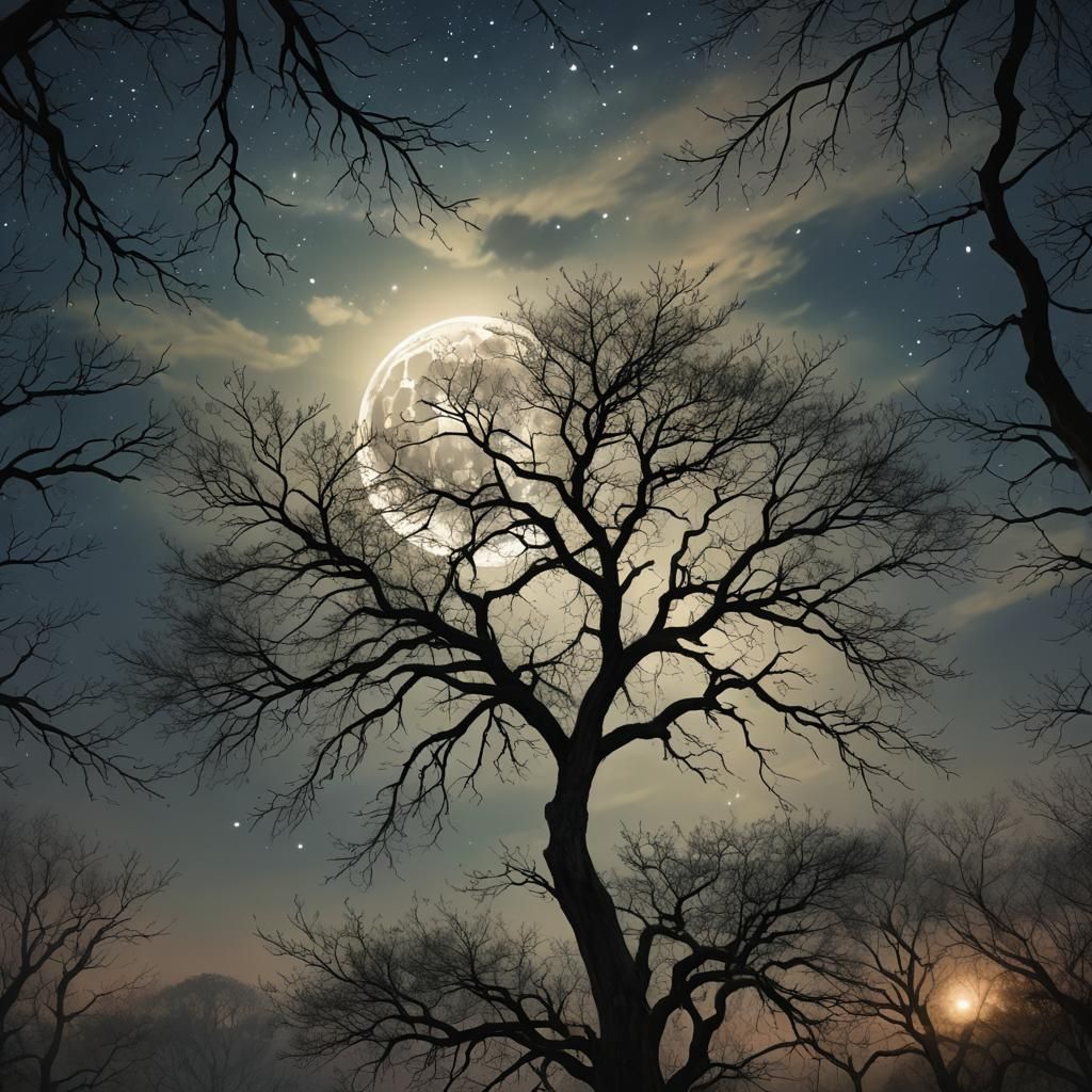 Enchanting Full Moon Rising: Digital Art